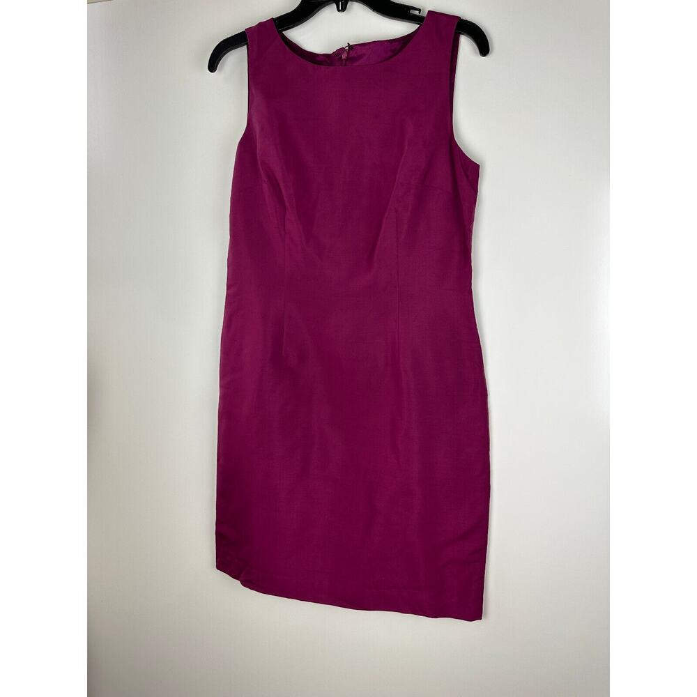 New Talbots 100% Pure Shantung Silk Shift Dress Sleeveless Purple Women's Size 8 - Picture 11 of 15